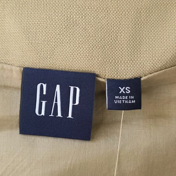 GAP Linen Blend Wrap Skirt | Size XS | Mini Skirt Khaki Button Tie Waist NEW - Picture 6 of 9
